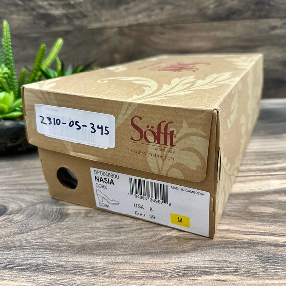 NIB Sofft Nasia 8M 39 Leather Classic Pumps Comfort Block Heels Cork Brown - Picture 11 of 11